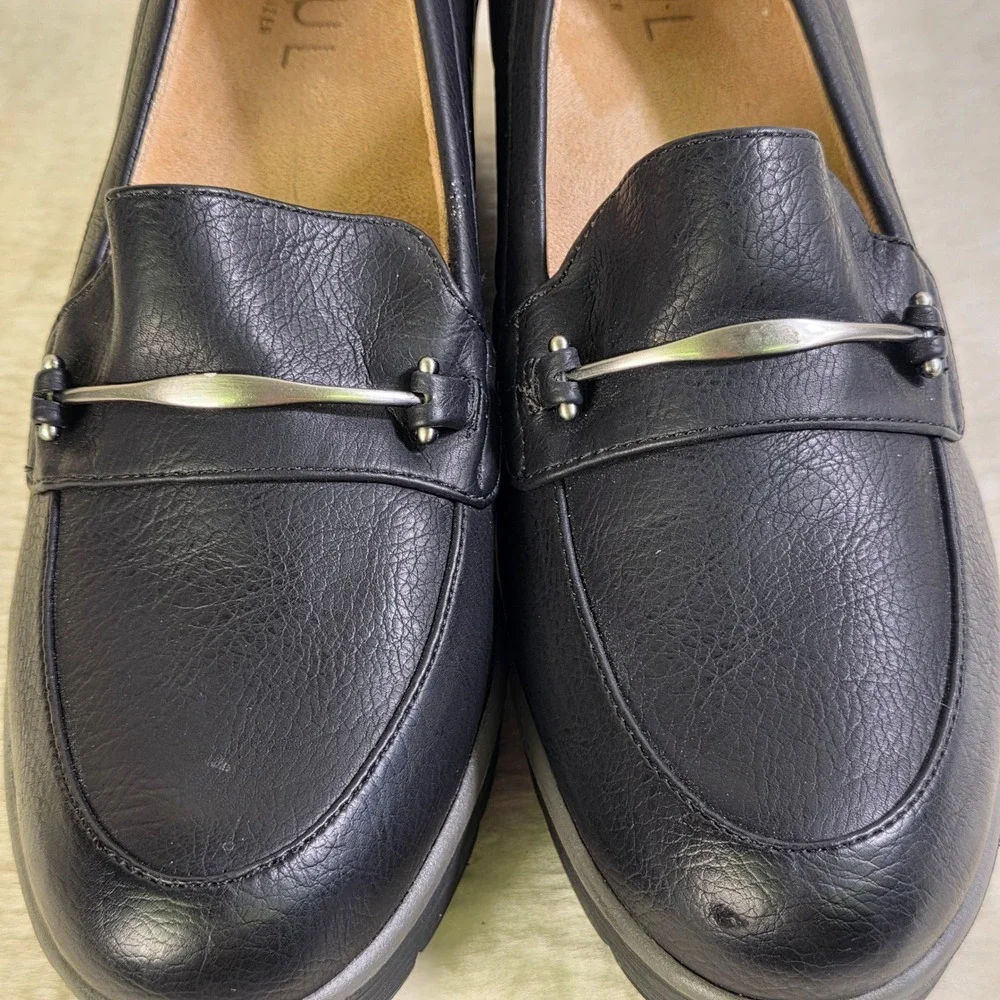 Soul Naturalizer Achieve Wedge Loafers Black Horsebit Womens 12M Excellent